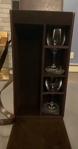 VINTAGE Leather Wine Travel Case with Glasses, Cork Screw, & Topper - Picture 1 of 4