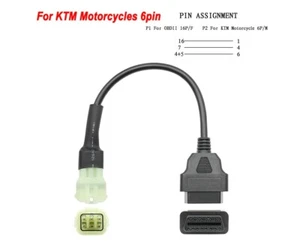 OBDII 16pin to 6 pin Diagnostics Connector adapter cable for KTM Motorcycles - Picture 1 of 1
