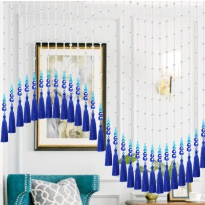 25 Cordons Gland Frange Perlé Rideaux Arqué Cristal Porte Pièce Diviseur - Photo 1/4