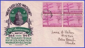 USA2 # 924 ADDR CACHET CRAFT 2 FDC BL4 Telegrafo - Foto 1 di 1