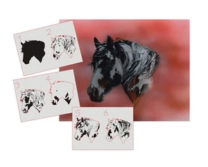 AS-390 Horse step by step stencil template acrylic airbrush spray wall paint - Picture 1 of 2