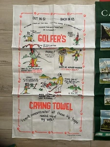 Vintage Cotton Tea Towel 60s Golfers' Crying Towel - Bild 1 von 2