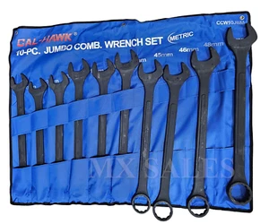 10-teiliges Jumbo metrisches Kombi-Schraubenschlüssel-Set 34 mm - 50 mm Kombination SCHWARZOXID - Bild 1 von 1