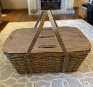 RARE Longaberger 1984 Extra Large Family Picnic Basket wit Lid - Picture 1 of 20