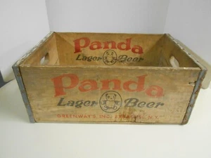 Vintage Panda Lager Beer Wooden Box Crate Greenway’s Syracuse NY 24 12oz Bottles - Picture 1 of 7