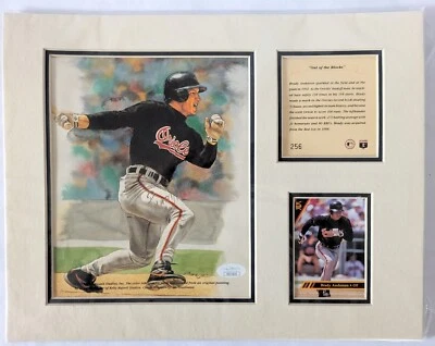 Tarjeta litográfica firmada por Brady Anderson con certificado de autenticidad JSA y edición limitada biográfica de 1992 Foto 1 de 4
