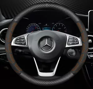 15'' For Mercedes Benz Car Steering Wheel Cover Black Orange Universal Luxury - Picture 1 of 8
