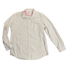 Banana Republic 100 % Bio-Baumwolle Oxford rosa hellbraun gestreift Knopfleiste Hemd Gr. XL - Bild 1 von 10