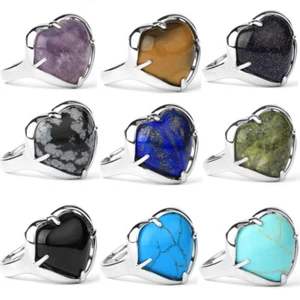 Frauen Kristall Quarz Stein Chakra Herz Finger Ring offen einstellbar Schmuck - Bild 1 von 34