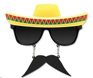 NEW Sun-Staches Novelty Costume Eyewear Sunglasses FIESTA Shades Hat + Mustache - Picture 1 of 2