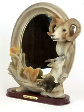 Goldenvale Collections 90'S Resin Big Horn Sheep Sculpture Vanity Mirror 