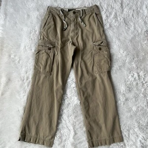 Abercrombie & Fitch Cargohose beige Herren Größe 30R Kordelzug Baggy Distressed - Bild 1 von 11