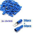 100pcs blue Connector  Fully Female&Male Spade Terminals Crimp 16-14AWG