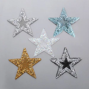 5Pcs Rhinestones Star Patches 8*8cm Iron on Patch Crystal Pentagrams Patches  ~ - Picture 1 of 21