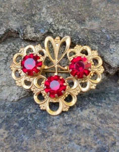 Vintage Soviet gilding Brooch USSR Czechoslovakia - Picture 1 of 9