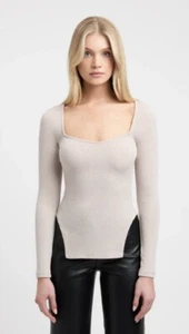 KOOKAI SIZE10 SILVER GREY ASTER MERINO WOOL TOP Long Sleeve New With Tag - Picture 1 of 9