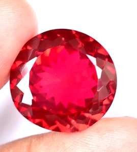 Natural MOZAMBIQUE Blood Red Ruby 38.20 CT Certified Round Cut Loose Gemstone - Picture 1 of 6