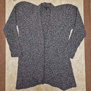 Eileen Fisher Gray Wool/Blend Sweater Open Cardigan Marled Ribbed Womens Sz XL - Picture 1 of 17