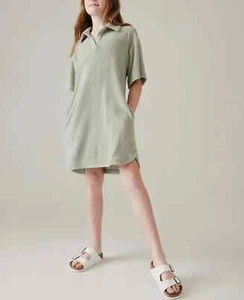 NWT*Athleta Girl Fern Green Short Sleeve Jump In Terry Dress** M (8-10)**Pockets - Picture 1 of 4