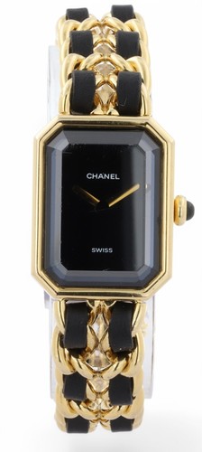 Bracciale Donna CHANEL Premiere 1987 Placca Oro e Catena Pelle 20mm GRANDE