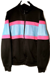 Champs Sports Gear Full-Zip Collared Retro Style Pastel Pink/Blue Athletic Top M - Picture 1 of 7