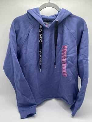 Calvin Klein Women's Relaxed Fit Fleece Logo Cropped Hoodie Small Dust Blue - Image 1 of 4