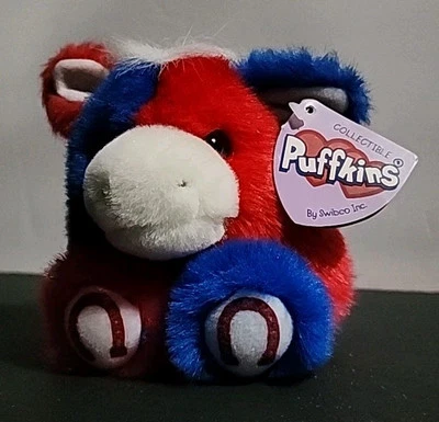 Vintage Puffkins "Stripes"  Donkey Plush 6" Born on 2/2/ 2000 NEW with Tags  - Image 1 of 4