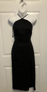 NWT ASTR The Label Open Back Linen-Blend Black Midi Dress Size Medium - Picture 1 of 8