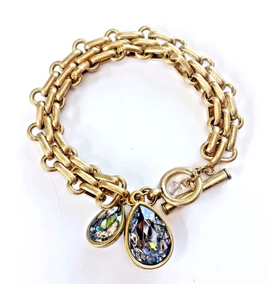 KENNET COLE NYC Cepillado Tono Oro Cristal Palanca Cierre Dije Cadena Pulsera 7" Foto 1 de 4