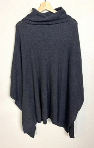 Halogen Women's Poncho Cashmere Wool One Size Gray Turtleneck Old Money - Picture 1 of 9