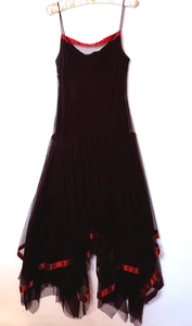 Maxi Vestido M Negro En Capas Tul Cinta Ribete Caprichoso Hada Que Forrado - Imagen 1 de 9