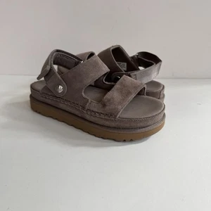 SANDALIAS UGG GOLDENSTAR GLIDE PLATAFORMA PLUMA HUMO TIRAS EE. UU. 8 / UE 39 / REINO UNIDO 6 - Imagen 1 de 6