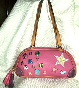 2004 Dooney & Bourke x Lindsay Lohan PINK Leather BAG #5 Charms MEAN GIRLS NICE! - Picture 1 of 24