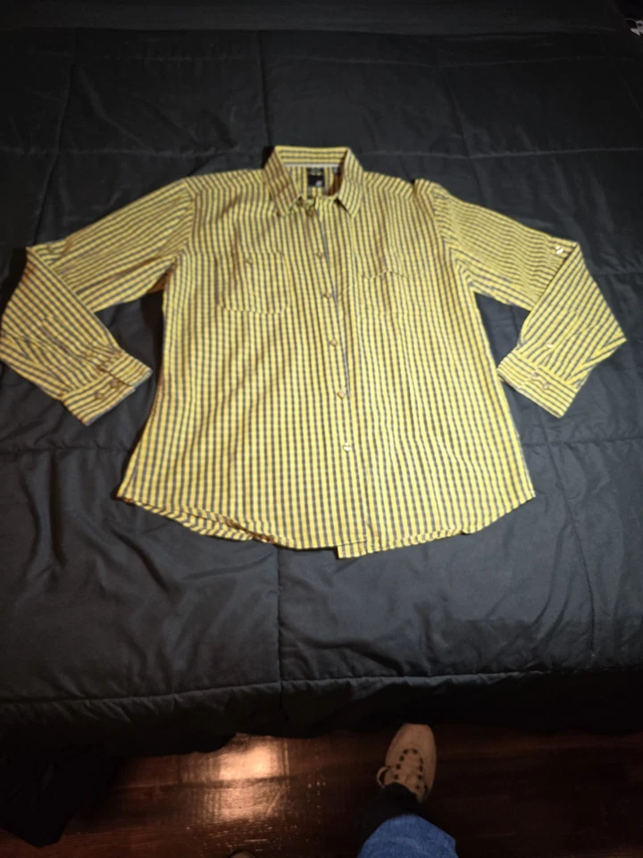 Camisa J. Ferrar Calce Ajustado Amarilla y Negra A Cuadros Abotonada L/G 16-16 1/2 Foto 1 de 4