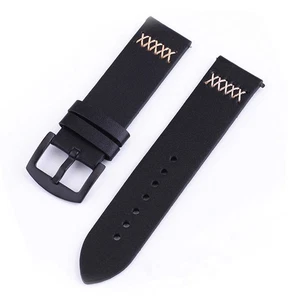 Watch Bands Cowhide Genuine Leather Wristwatch Straps Watch Parts Black 26mm - Picture 1 of 5