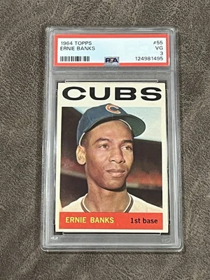1964 Topps Ernie Banks #55 PSA 3 en muy buena condición Mr. Cub Chicago Cubs ¡De colección leyenda de la corte!! Foto 1 de 2