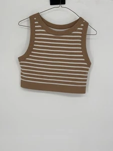 SPORTS BRA - Offline by Aerie Ribbed Seamless Crop Top Brown High Neck-XL - Picture 1 of 3