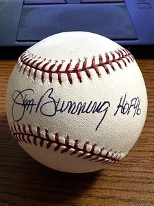 ¡BÉISBOL OML AUTOGRAFIADO FIRMADO POR JIM BUNNING 3! Filis, Tigres! "HOF 96"! - Imagen 1 de 2