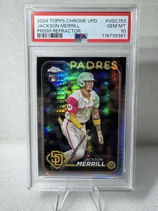 2024 TOPPS CHROME UPDATE PRISM REFRACTOR #USC153 JACKSON MERRILL ROOKIE PSA 10 - Picture 1 of 2