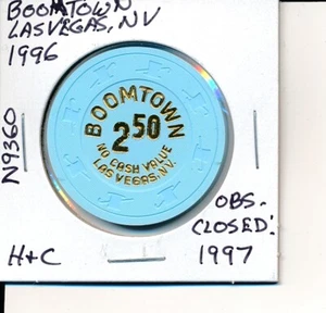 $2.50 CASINO CHIP -BOOMTOWN LAS VEGAS NV 1996 H&C #9360 OBS CLOSED 1997 NCV L@@K - Picture 1 of 2