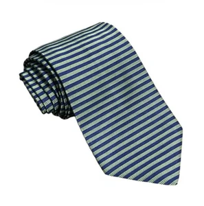 Brooks Brothers Makers Modern Pure Silk Neck Tie USA Stripes Green & Blue Men - Picture 1 of 5