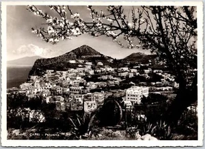 Capri Panorama Italia Edificios a Pie de Montañas Foto Real RPPC Postal - Imagen 1 de 2