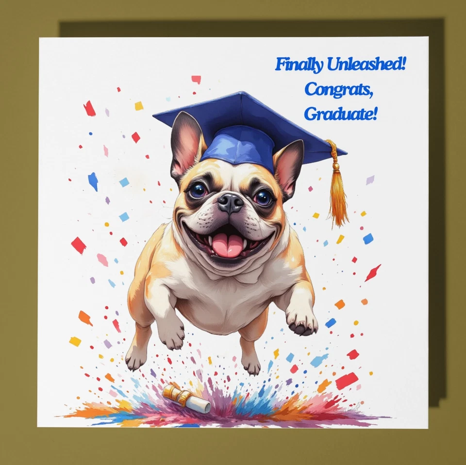 French Bulldog - Graduation Card  Personalised Dog card - Son Sister Daughter - Image 1 of 4