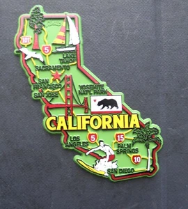 IMÁN DE GOMA FLEXIBLE BANDERA MAPA ESTADO ESTADOS CALIFORNIA 4,5 x 2 PULGADAS HECHO EN EE. UU. - Imagen 1 de 2