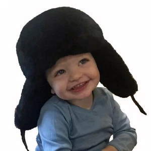 Glacier Wear Kids Rex Rabbit and Leather Russian Trooper-Black hts2165 - Picture 1 of 4