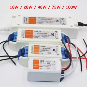DC 12V Transformer 18/28/48/72/100W Led Driver Power Adapter For LED Strip Light - Picture 1 of 14