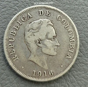 1916 - 50 Centavos Colombia Coin - Silver 0.900 - KM# 193 - Variety Tenerani - Picture 1 of 4