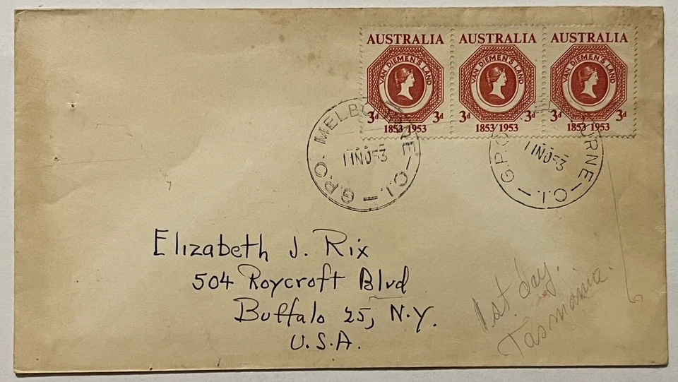 1953 TASMANIA FDC FIRST DAY COVER CORONATION YEAR QUEEN ELIZABETH II - Image 1 of 4