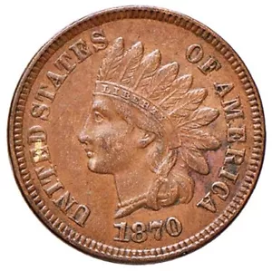 USA Cent indiano 1870 data chiave, vicino non in circolazione, dalla vendita pubblica - Foto 1 di 2