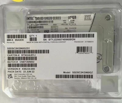 Intel SSDSC2KG480GZ01 D3-S4620 480 GB SATA Solid State Drive - 2.5" Internal - Image 1 of 2
